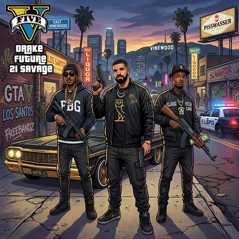 Drake, Future & 21 Savage in Grand Theft Auto