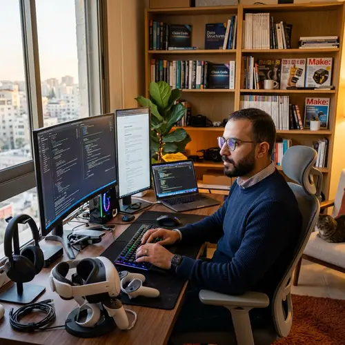 Middle-Eastern Man Immersed in Modern Tech | Computer Enthusiast