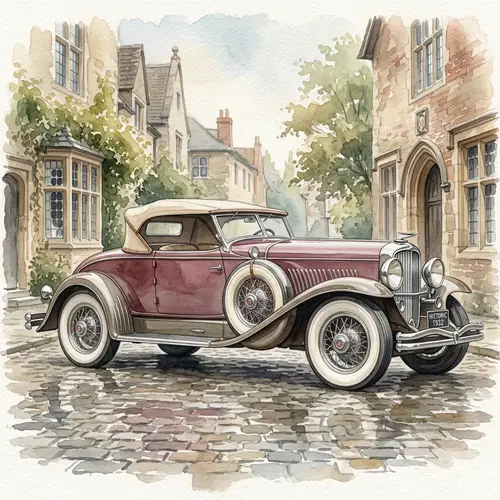 Vintage Car Watercolor Art | Detailed Side View Painting