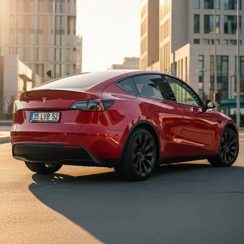 Tesla Model Y Performance in Lava Red