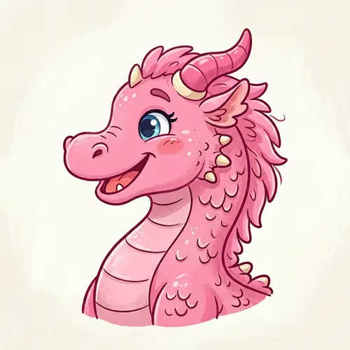 Adorable Cartoon Dragon in Pink Profile View | 8K Resolution
