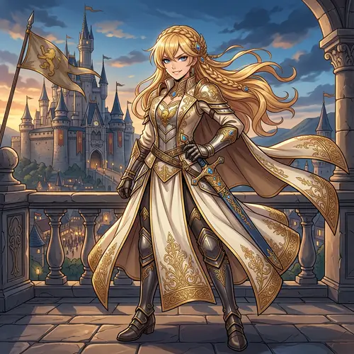 Elegant Anime Character with Blonde Hair