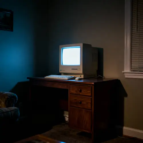 Suburban Family Room: A 1990s Computer Encounter