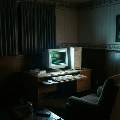 Suburban Family Room: A 1990s Computer Encounter