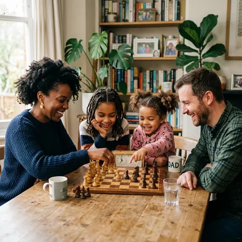 Mixed Family Playing Chess Together | Family Fun