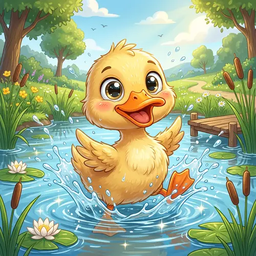 Adorable Cartoon Duck Character - Playful & Cheerful