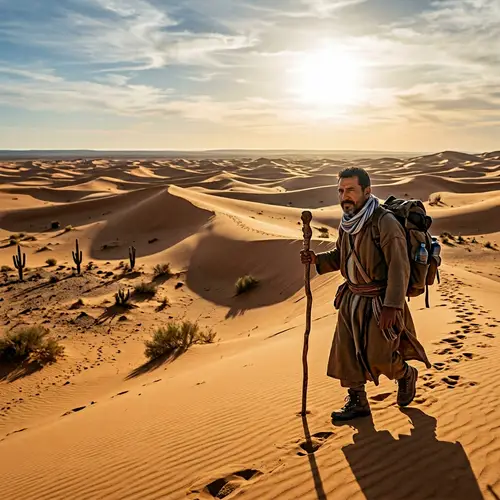 Solitary Traveler in the Vast Desert Landscape