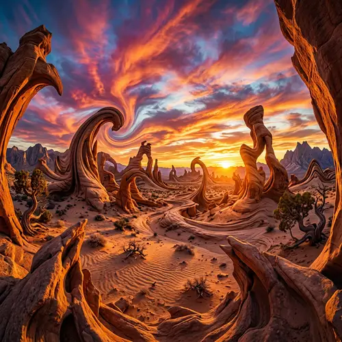 Surreal Desert Landscape at Sunset | Dreamlike Art