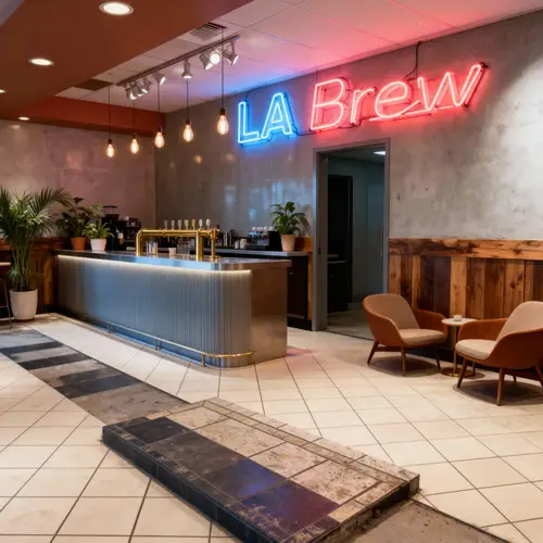 Los Angeles Vibes: Coffee Shop Bar Area Design