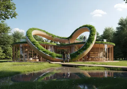 Sustainable Modern Café Inspired by Möbius Strip