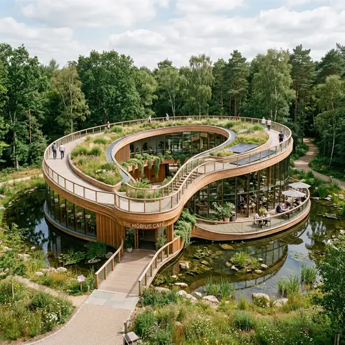Sustainable Modern Café Inspired by Möbius Strip