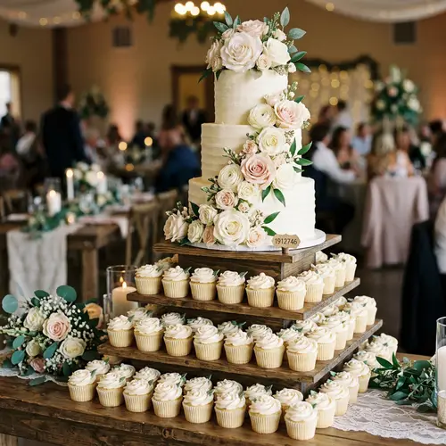 Elegant White and Cream Wedding Cake with Roses