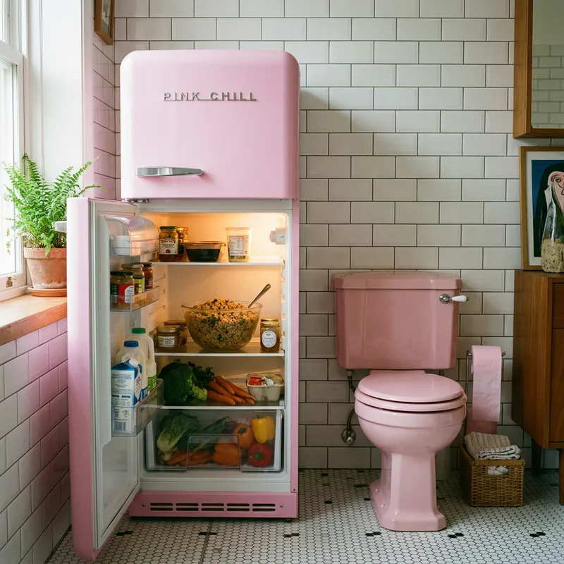 Chic Pink Refrigerator & Toilet Duo
