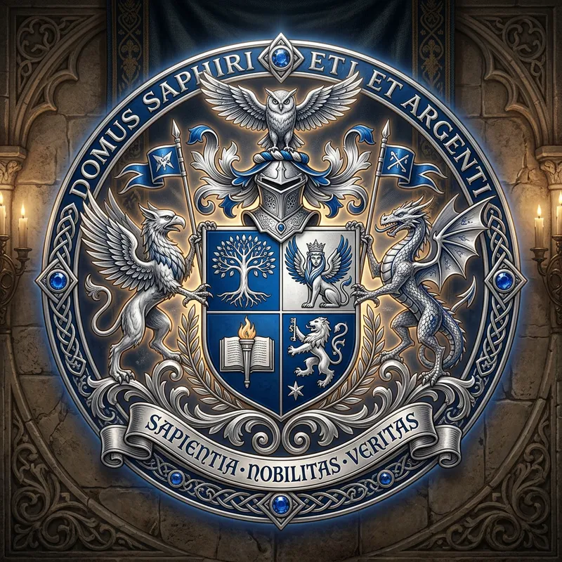 Blue Silver Sigil Emblem for Family Institution