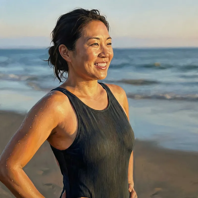 Asian Swimsuit Beauty in Realist Style Asian Swimsuit Beauty in Realist Style