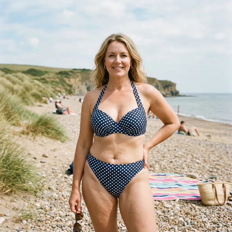 Cheeky Bikini Style: Blonde Mature Woman Showcase