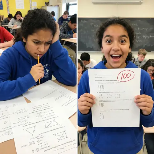 Young Hispanic Girl Surprised by Perfect Math Test Score