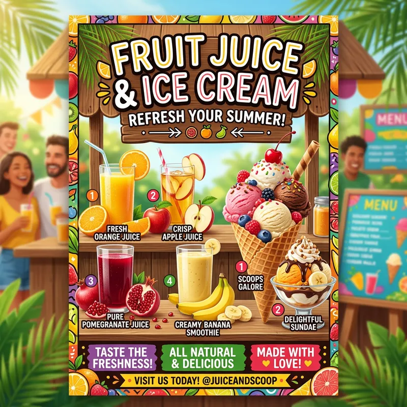 Fruit Juices and Ice Cream Banner Design