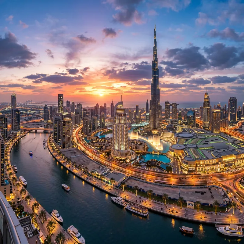Stunning Dubai Sunset View with Burj Khalifa