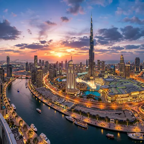 Stunning Dubai Sunset View with Burj Khalifa