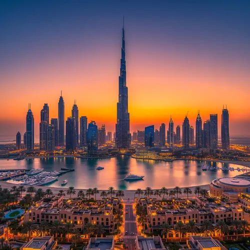 Stunning Dubai Sunset View with Burj Khalifa