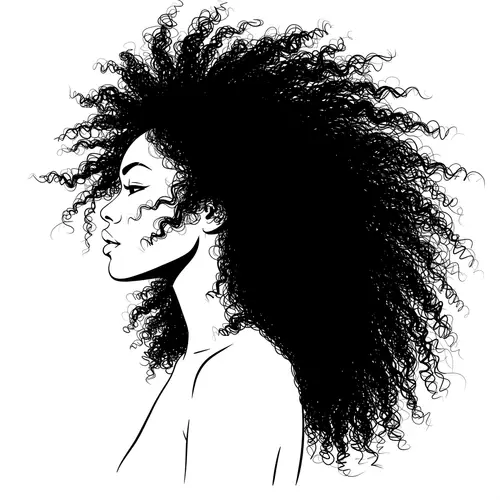 Elegant Black Woman in Windy Black and White Art