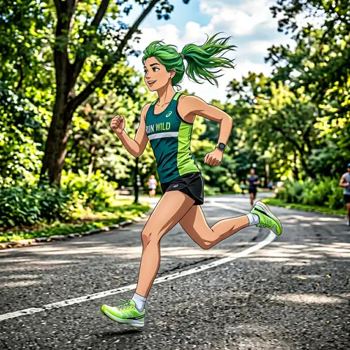 Green-Haired Character Running Animation