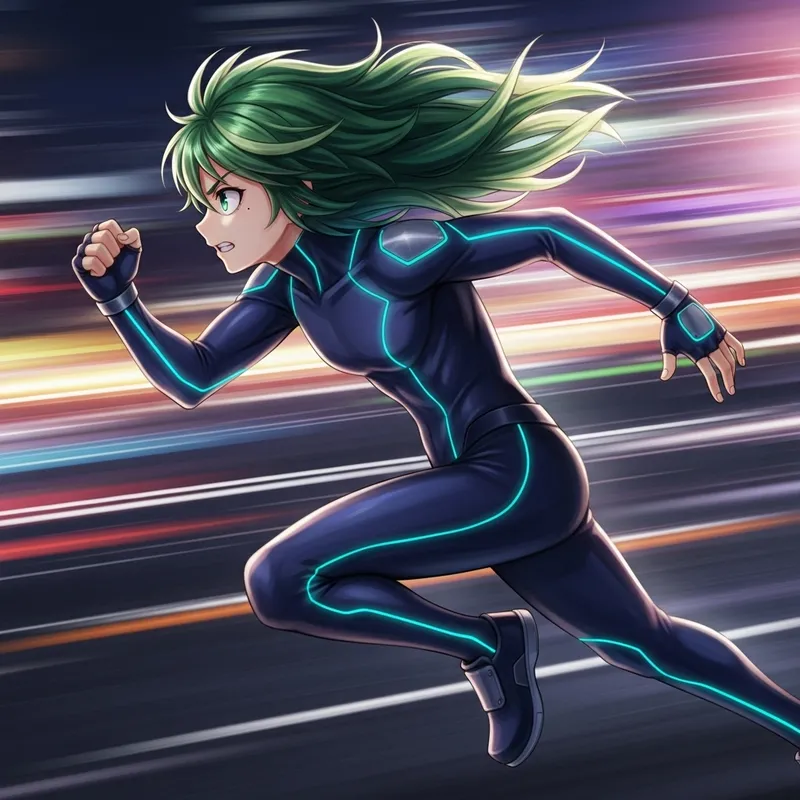 Green-Haired Character Running Animation