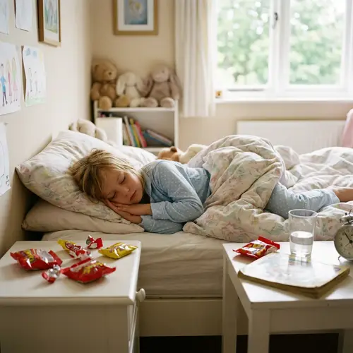 Daytime Nap: Young Caucasian Girl Sleeping in Bed