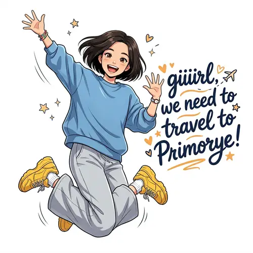 Cute Anime Girl Ready to Travel to Primorye