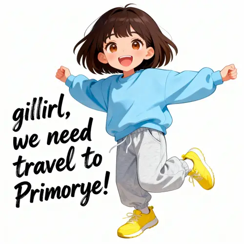 Cute Anime Girl Ready to Travel to Primorye