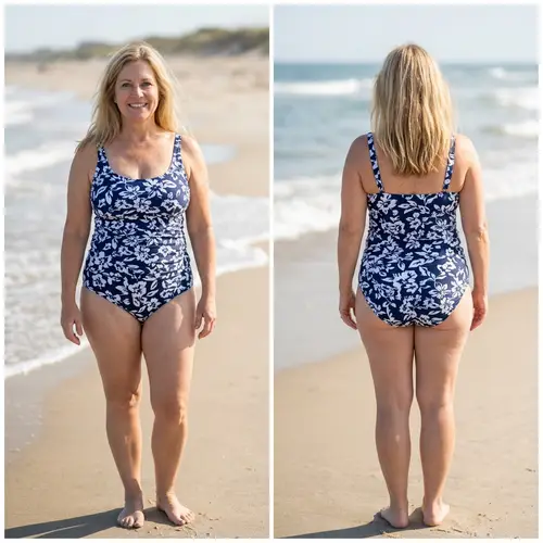 Confident 51-Year-Old in Bikini - Front and Back View