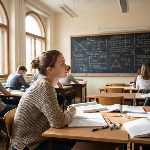 Captivating Classroom Scene with a Focused Student