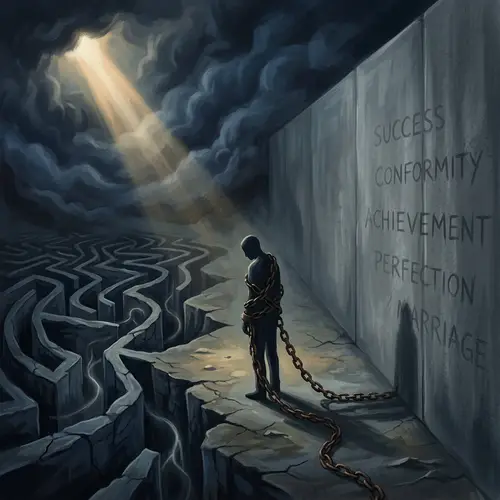 Abstract Illustration of Inner Struggles: Freeing the Mind and Overcoming Obstacles