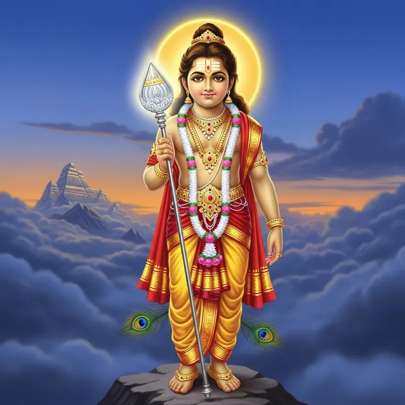 Divine Young Murugan on a Mountain Peak