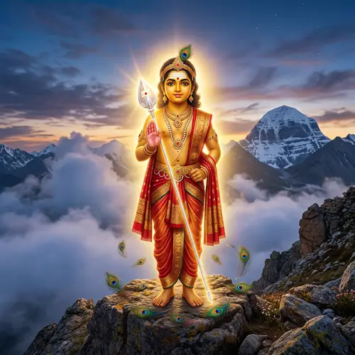 Divine Young Murugan on a Mountain Peak