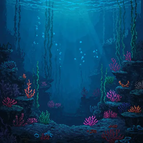 Stunning Deep Sea Pixel Art - No Fish Design