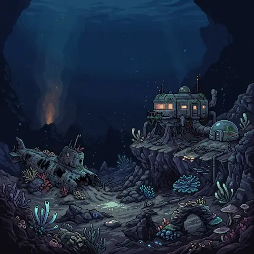 Stunning Deep Sea Pixel Art - No Fish Design