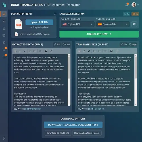 Interactive Text Translator Dashboard for PDF Documents