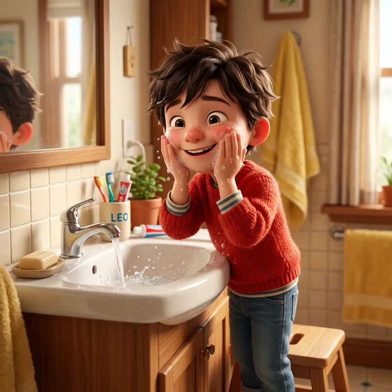 Cheerful Pixar-Style Boy in Red Sweater