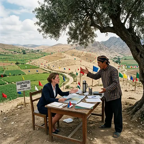 Land Disputes Visual Representation | Negotiation Table Scene