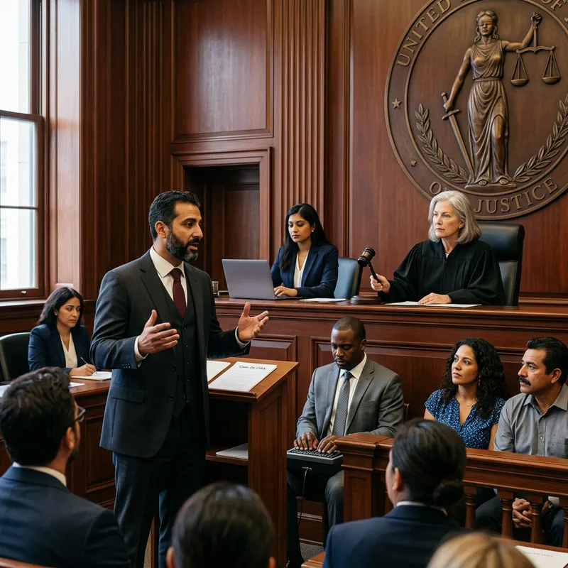 Lawyer Speaking in Court with Engaged Audience