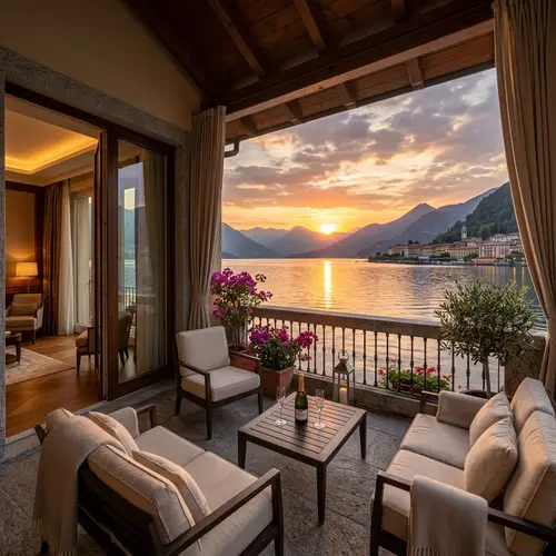 Dreamy Suite with Serene Lake Sunset View