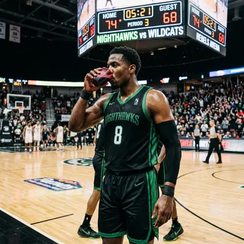 Basketball Player Refreshes with Grape Juice