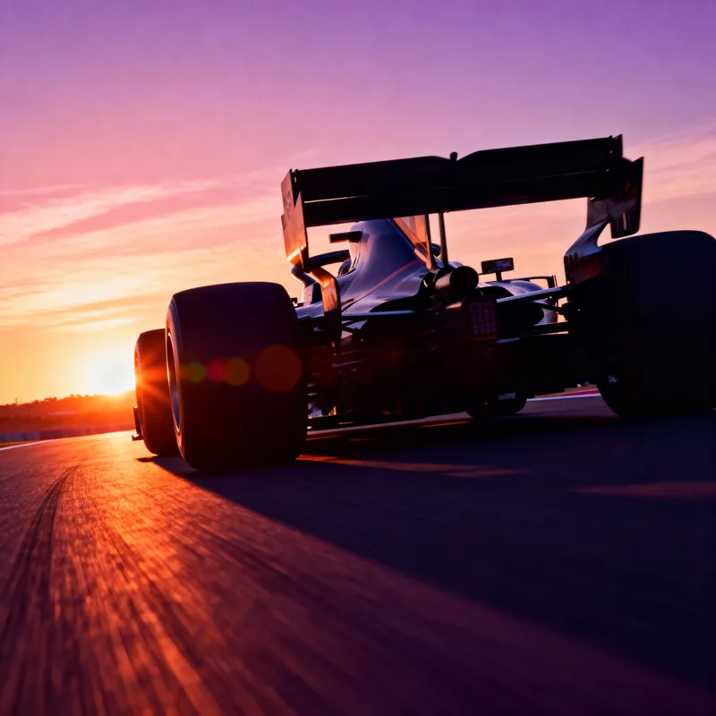 Formula 1 Car Silhouette at Sunset