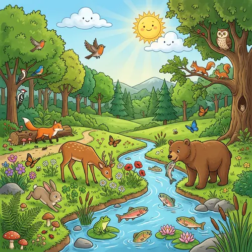 Ecosystem Cartoon Images for Creative Projects