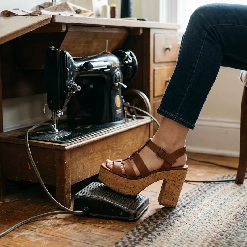Stylish Women in High Heels Using a Syringe Machine