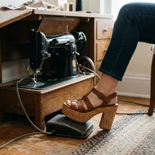 Stylish Women in High Heels Using a Syringe Machine