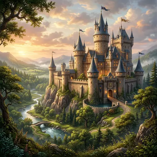 Majestic Castle in Enchanting Landscape | Fantasy Artwork