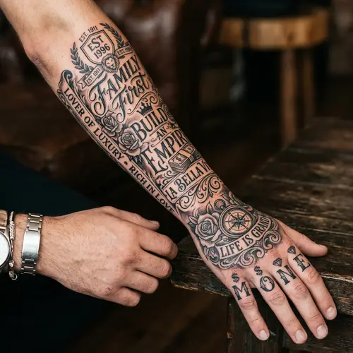 Luxury Family Tattoo on Arm: Remembering Wealth